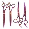 Hair Sax Purple Dragon 7.0 "Pet Grooming Straight Curved Dog Cat Cutting Thinning Shears Kit Tesoura B0020b