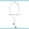 Colliers Pendentifs Bijoux Mode Long Bleu Cristal Étoile Mouton Pendentif Sier Couleur Chaîne Mignon Animal Collier Aessories Pour Femmes Drop Del