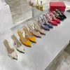 Ventes chaudes-Top Qualité femmes chaussures Talons Hauts Sandales Couleur Nude Pointu Sandale Mode Banquet Styliste Chaussure Dames Robe Chaussures Clouté Leat