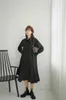 Autumn Designer Asymmetrical Shirt Dress Women Long Sleeve Button Up Collar Black Fashion 210427