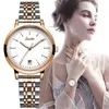 Famoso Marca Sunkta Moda Luxo Aço Metal Banda Rosa Pulseira De Ouro Pulseira Para Mulheres Presente Vestido Relógios Reloj Mujer 210517