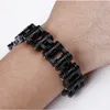 Mode Men Biker Tennis Chain Armband Bangles Man Punk Rostfritt Stål Svart Motorcykel Braclet Smycken Gåva 16mm Bredd Partihandel