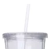 Dupla camada plástica smoothie frio bebida de viagem caneca copo de fruta garrafa de água reutilizável