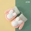 Guanti per bambini in peluche con stampa di coniglio cartone animato, morbidi guanti per neonati con dita intere, guanti per bambini, autunno inverno, caldi e spessi