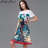 Elegancki pas startowy Summer Party Mini Sukienki Damskie Krótki Rękaw Brid Flower Print Vintage Dress Vestdios 210529