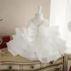 Biała Koronkowa Maluch Dziewczyna Christening Dress Layer Tulle Bez Rękawów Chrzest Ball Suknia Baby Girl Kid Birthday Dress Wedding Vestido Q1223 298 Z2