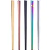 Palillos chapados en titanio brillante Anti escaldado Acero inoxidable 304 de alto grado Titanios Arco iris Dorado Negro Palillos cuadrados SN3046