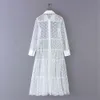 Sexy Perspective Polka Dot Patchwork Transparent Midi Shirt Robes Femmes À Manches Longues Femme Chic Sexy Mesh Robes Vestidos 210518