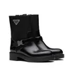 Popular Brands Monolith Brushed Leather Ankle Boots Men Nylon Combat Boot Chunky Lug Sole Platform Booties Comfort Walking Black EU35-40