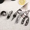 30 Satz/los 3 stücke 5 teile/satz Wein Flasche Opener Stopper Ausgießer Zubehör Korkenzieher Kit Folie Cutter Halter Wein Opener wein Werkzeuge