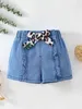 Bebê bow front fluffle aparar denim shorts ela