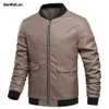 Men Pu Leather Jackets Coat Stand Collar Zipper Autumn Winter Bomber Jacket Male Outerwear Biker Jacket B0755 210518