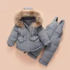 Детский дворник куртка костюм зима младенца подвеска брюки мужского пола девочка енота для волос 211027
