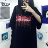Harajuku Женщины футболка панк винтаж письма боятся печати летние топы свободные с короткими рукавами плюс размер черная дропкая одежда