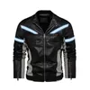 Мужская осень и зимнее пальто кожаная куртка мотоцикл стиль мужские повседневные куртки для мужчин теплый пальто Отражающие L-3XL 210923