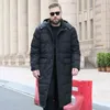 Długa zimowa biała kurtka mężczyźni 86% czarny ładunek gruby płaszcz z kapturem ciepły mężczyzna plus rozmiar 6xl 7xl 8x 9xl 10xl odzież 211214