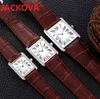 Woman Watches Men Top Fashion Tank Series Casual Watch 32mm 27mm 24mm Womens Real Genuine Cow Leather Quartz Ultra Thin highend Wr245T