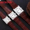 Vrouw kijkt mannen Top Fashion Tank Series Casual Watch 32mm 27 mm 24 mm Dames echte echte koeienleer Quartz Ultra dunne high -end pols polswa 236W