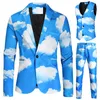 Men's Tracksuits Men's 2022 Fashion Floral Men Suits For Wedding Mens 3 Piece Blazer Pant Vest Tuxedo Suit Set Stage Costume Homme