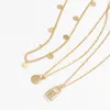 Pendant Necklaces Thin Chain Sequined Charm Chokers Necklace Causal Multi Layered Alloy Lock For Women Accessories Pendientes