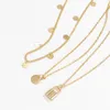 Hanger kettingen dunne ketting lovertjes charme chokers ketting causale multi -gelaagde legeringslot voor vrouwen accessoires pendientes