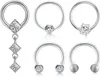 Helix Earrings Stainless Steel CZ Jewelry for Women Girls Ear Cartilage Tragus Hoop Nose Septum Piercing 5Pcs