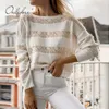 Jesień Zima Kobiety Paski Swetry Dzianiny Pulowers Gruby Ciepły Vintage Sweter Kobiet Jumper 210415