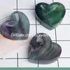 Polished Natural Rainbow Fluorit Chakra Stone Ashtray Reiki Healing Quartz Crystal Rock Gemstone Heart Bowl för metafysisk, Meditation, Wicca, Dekoration eller gåva