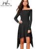 Nice-Forever Outono Mulheres Moda Slash Pescoço Camisa Vestidos Casuais Vestido de Deslocamento Oversizado 1BTYA183 210419