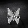 Cute Female Big Butterfly Zircon Stone Open Ring Simple Wedding Rings 925 Sterling Silver Love Engagement5206498