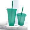 Koffiemelk Pailletten Drinken Plastic Drink Water Cup Tumblers met Stro Flessen Grote capaciteit Effen Kleur Zomer Koude Dranken Cups BH484