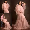 2021 Różowy Ruffle Plus Rozmiar Ciąży Panie Maternity Smoking Nightgowns Do Photoshoot Bielizna Szlafrok Nightwear Baby Shower