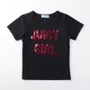 女の子セット夏の子供服のスパンコールの手紙黒半袖Tシャツ+ドレス2ピース服210515