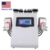 Stock aux États-Unis 6 en 1 40k Cavitation ultrasonique RF Cellulite Minceur Pressothérapie sous vide Radiofréquence 8 Pads Diode Laser Lipo Machine de perte de poids