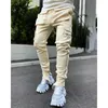 Godliku Spring e Outono Masculino Estiramento Multi-bolso Reflexivo Sports Straight Fitness Casual Calça