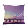 Coussin/oreiller décoratif paysage coloré lever du soleil et coucher de soleil crépuscule ruisseau de montagne nuit pyramide étui en lin maison canapé coussin décoratif C