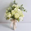 Buquê de flores de noiva, rosas falsas, seda, eucalipto, hortênsia, plantas artificiais, decoração de casamento, flores decorativas 249h