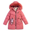 Meisjesjas 4-12Y Winter Cartoon Down Patded Jacket Dikke Warme Meisje Mid-Length Hooded 211203