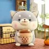 Nova boneca de brinquedo de pelúcia para cachorro akita atacado bonito grande Shiba inu travesseiro para dormir boneca xícara de chá copos de leite presentes muppet