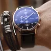 Sinobiファッション多機能メンズ腕時計ブラックレザーストラップ高級男性ビジネスクォーツ時計ドロップシップモントトホムQ0524