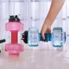 Water Bottle 2.2L Large Capacity Multifunctiona Dumbbell Shape Portable Sport Gym Fitness PETG Push Cap Kettle With Handle