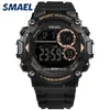 Smael Watch Męskie Wodoodporne LED Sports Shok Resist Relogio Masculino Sport Watch Black Gold 1707 Mężczyźni Cyfrowe zegarki Bransoletka Q0524