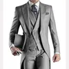 Grå Bröllop Män Tail Coat 3 Piece Groom Tuxedo för Formell Prom Male Passar Fashion Set Jacka med byxor Vest X0909