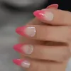 False Nails French Peach Pink Fake Nail Full Almond Daily Artificial Gradient Shiny Stiletto Manicure Accessories1217495