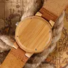 Mode houten polshorloges met lederen creatief licht bamboe horloge voor vrouwen mannen relojes de Madera