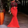 Maille Transparente Élégante Longue Robe De Soirée Femmes Sirène Grande Taille Africain À Volants Dîner Maxi Robe Femme Robes Sexy