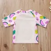 Inverno Crianças Sets Casual Manga Longa Impressão Frutas T-shirt T-shirt Patchwork Calças curtas 2 pcs Roupas de meninos 1-5T 210629