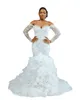 2022 Plus Size Arabic Aso Ebi Sparkly Mermaid Sexy Wedding Dress ruffles cathedral train Beaded Sequined Lace Bridal Gowns Dresses