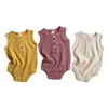 Born Mouwloos Jumpsuit Zomer Baby Rompertjes Jongens Meisjes Driehoek Klimmen Kleding Effen Kleur 0-24 Maanden 210515