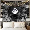 TABESTRYER Svart vit vägg filtkonst Tapestry Moon Hängande för vardagsrum Sovrum Heminredning